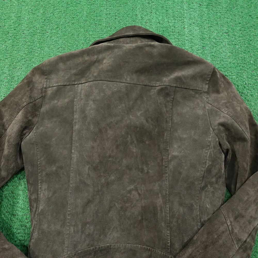 H&M SUEDE LEATHER BIKER STYLE HEAVY METAL JACKET WOMENS‎ SIZE 8 - Picture 7 of 10